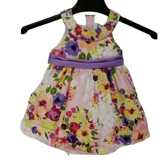 Rare Edition Infants Girls Spring‎ Tie Back Floral Lined Dress Size 18 Months - Picture 8 of 8